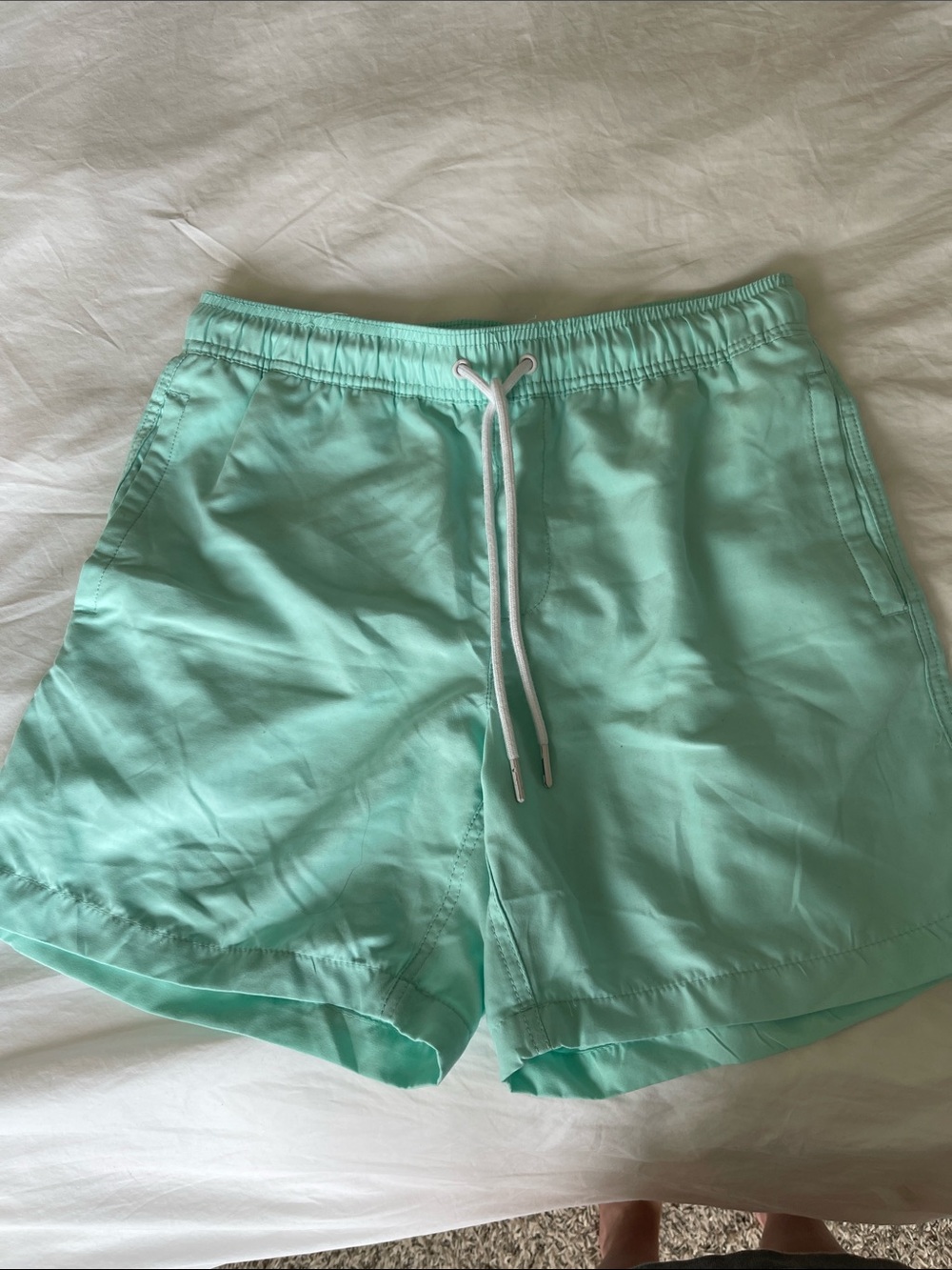 Men's Mint Green Drawstring Swim Shorts